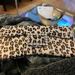 Pink Moon leopard print clutch